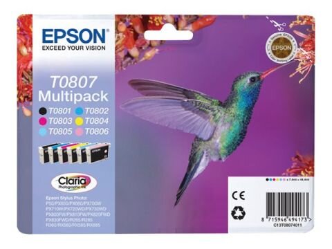 EPSON T0807 Multipack Schwarz, Gelb, Cyan, Magenta, hell Magenta, hell Cyan Tintenpatrone