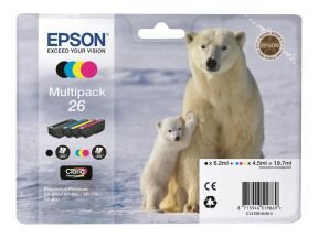 EPSON 26 Multipack 4er Pack Schwarz, Gelb, Cyan, Magenta Tintenpatrone