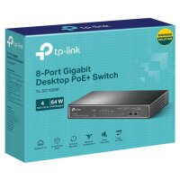 TP-LINK 8-Port Gigabit Desktop Switch with  4-Port PoE 55 W PoE Power, Desktop Steel Case