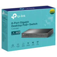 TP-LINK 8-Port Gigabit Desktop Switch with  4-Port PoE 55 W PoE Power, Desktop Steel Case