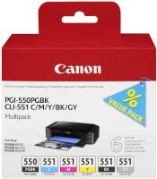 CANON PGI 550/CLI 551 PGBK/C/M/Y/BK/GY Multi Pack 6er...