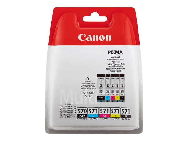 CANON PGI 570/CLI 571 PGBK/BK/C/M/Y Multi Pack 5er Pack Schwarz, Gelb, Cyan, Magenta Tintenbehälter