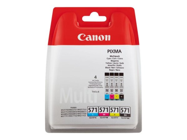 CANON CLI 571 C/M/Y/BK Multipack 4er Pack Schwarz, Gelb, Cyan, Magenta Tintenbehälter