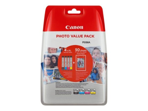 CANON CLI 571 XL C/M/Y/BK Photo Value Pack 4er Pack Schwarz, Gelb, Cyan, Magenta Tintenbehälter /