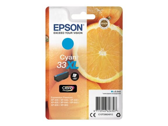 EPSON 33XL XL Cyan Tintenpatrone  ( C13T33624012 )