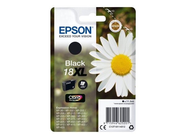 EPSON 18XL XL Schwarz Tintenpatrone  ( C13T18114012 )