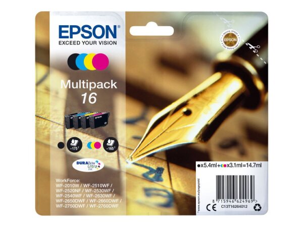 EPSON 16 Multipack 4er Pack Schwarz, Gelb, Cyan, Magenta Tintenpatrone  ( C13T16264012 )