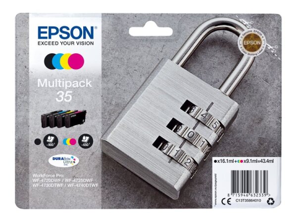 EPSON 35 Multipack 4er Pack Schwarz, Gelb, Cyan, Magenta Tintenpatrone  ( C13T35864020 )
