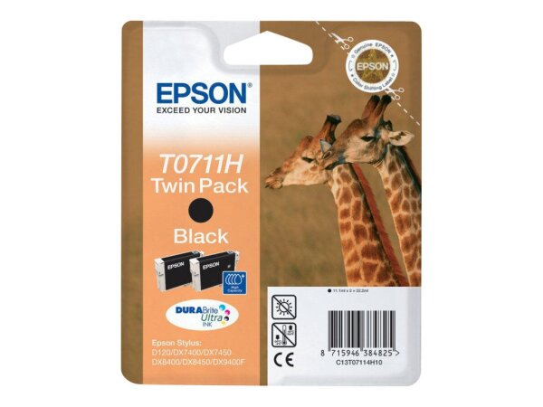 EPSON T0711 Twin Pack 2er Pack Schwarz Tintenpatrone
