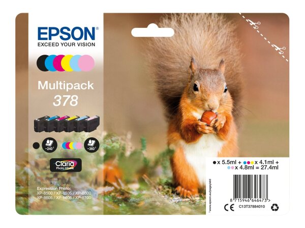 EPSON Multipack 378 6er Pack Schwarz, Gelb, Cyan, Magenta, hell Magenta, hell Cyan Tintenpatrone