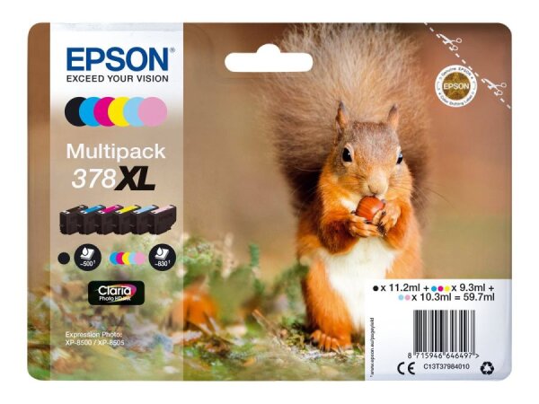 EPSON 378XL Multipack 6er Pack XL Schwarz, Gelb, Cyan, Magenta, hell Magenta, hell Cyan