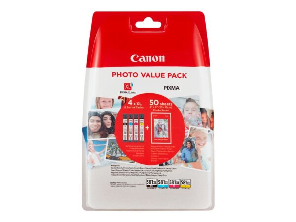 CANON CLI 581XL C/M/Y/BK Photo Value Pack 4er Pack Schwarz, Gelb, Cyan, Magenta Tintenbehälter /
