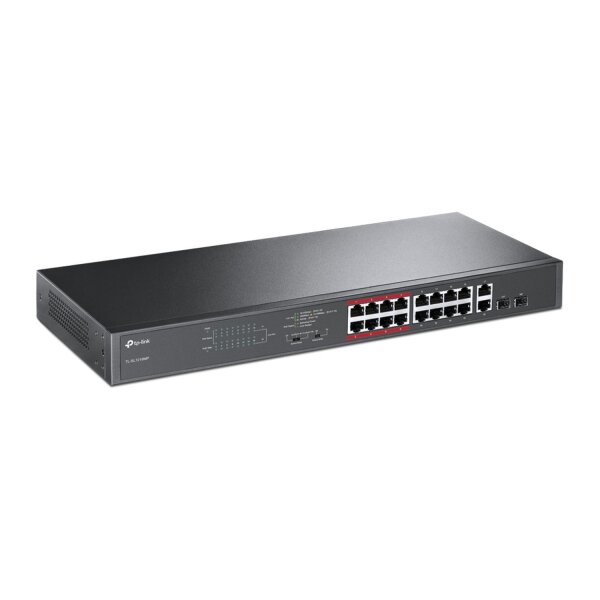 TP-LINK 16-Port 10/100 Mbps + 2-Port Gigabit Rackmount Switch with 16-Port PoE+  ( TL-SL1218MP )
