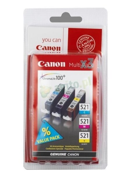 CANON CLI 521 Multipack Gelb, Cyan, Magenta Tintenbehälter