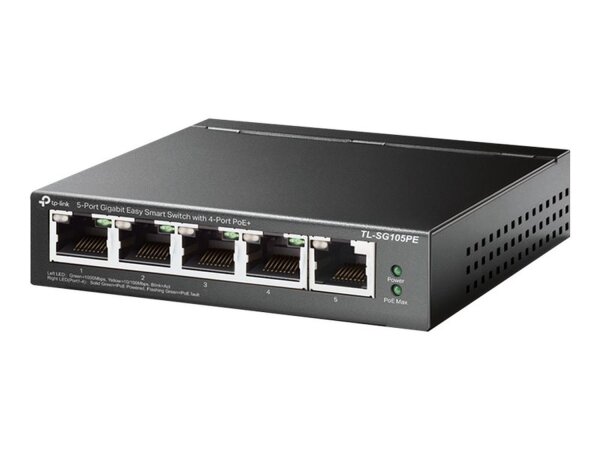 TP-LINK 5-Port Gigabit Easy Smart Switch with 4-Port PoE+ 65 W PoE Power, Deskto  ( TL-SG105PE )