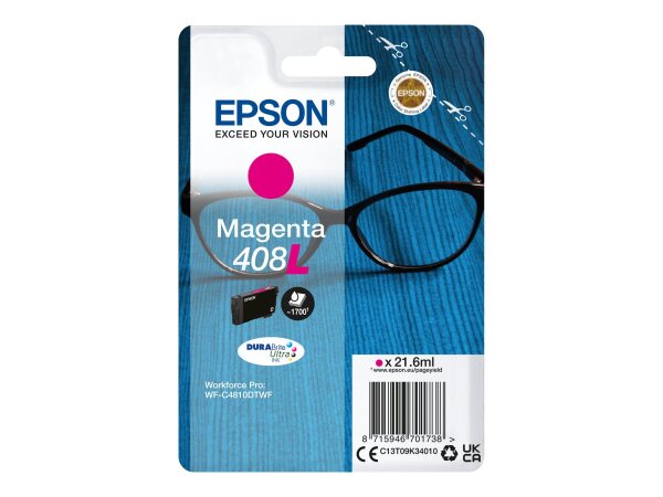 EPSON Ink/Singlepack Magenta 408L DURABrite Ul  ( C13T09K34010 )