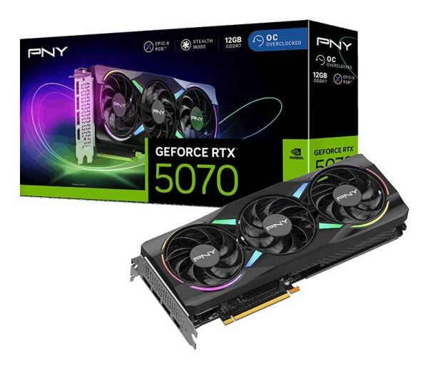 PNY GeForce RTX 5070 ARGB Overclocked Triple Fan 12GB  ( VCG507012TFXXPB1-O )