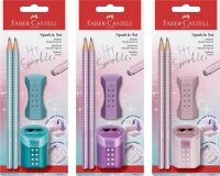 FABER-CASTELL Grip Sparkle Bleistift-Set B rosé,...