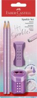 FABER-CASTELL Grip Sparkle Bleistift-Set B rosé, lila oder ocean mit Radierer, 1 Set