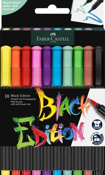 FABER-CASTELL Black Edition Filzstifte farbsortiert, 10 St.