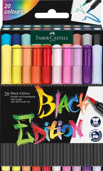 FABER-CASTELL Black Edition Filzstifte farbsortiert, 20 St.