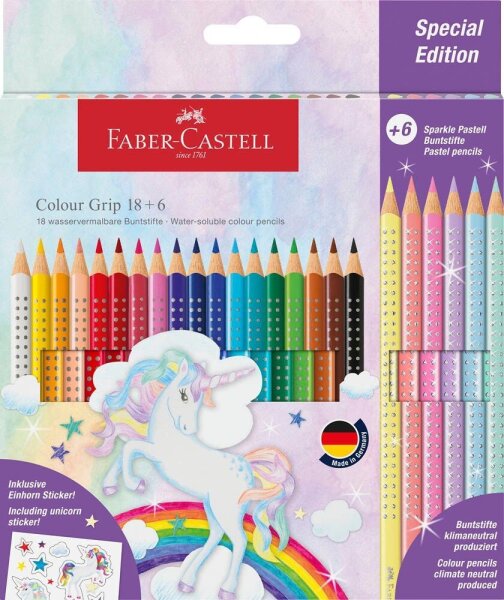 FABER-CASTELL Colour Grip Buntstifte farbsortiert, 24 St.