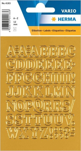 HERMA Klebebuchstaben 4183 Buchstaben A-Z, gold 10,0 mm, 56 Etiketten