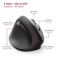 hama EMW-500L Maus ergonomisch kabellos schwarz