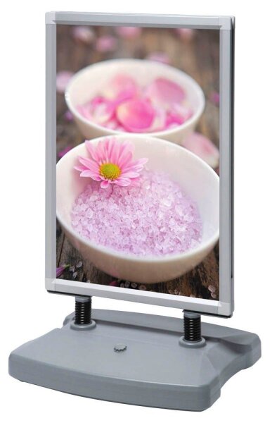 Showdown® Displays Kundenstopper Windtalker silber DIN A1 2 Fächer 67,0 x 59,0 x 112,3 cm, 1 St.