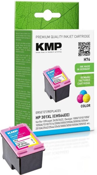 KMP H76 color Druckerpatrone kompatibel zu HP 301XL (CH564EE)