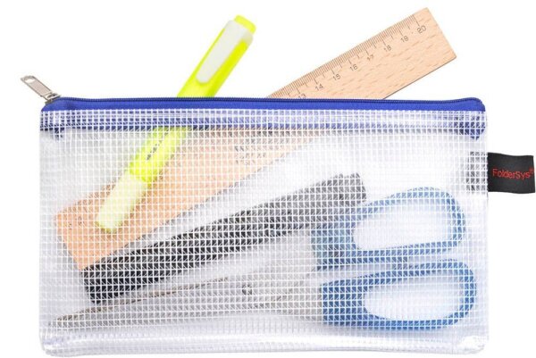 FolderSys Reißverschlussbeutel DIN A7 transparent/blau 0,15 mm, 1 St.