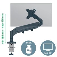 LEITZ Monitor-Halterung Ergo 64890089 dunkelgrau für 1 Monitor, Tischklemme