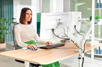 LEITZ Monitor-Halterung Ergo 65370085 lichtgrau für 2 Monitore, Tischklemme