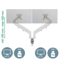 LEITZ Monitor-Halterung Ergo 65370085 lichtgrau für 2 Monitore, Tischklemme