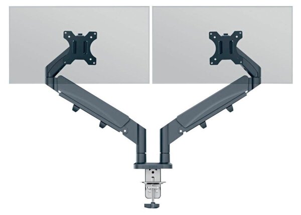 LEITZ Monitor-Halterung Ergo 65370089 dunkelgrau für 2 Monitore, Tischklemme