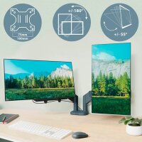 LEITZ Monitor-Halterung Ergo 65370089 dunkelgrau für 2 Monitore, Tischklemme