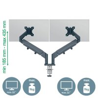 LEITZ Monitor-Halterung Ergo 65370089 dunkelgrau für 2 Monitore, Tischklemme