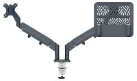 LEITZ Laptop-Monitor-Halterung Ergo 65380089 dunkelgrau für 1 Monitor und 1 Laptop, Tischklemme