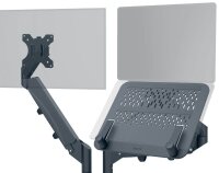 LEITZ Laptop-Monitor-Halterung Ergo 65380089 dunkelgrau für 1 Monitor und 1 Laptop, Tischklemme