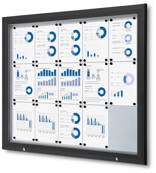 Showdown® Displays Schaukasten Premium schwarz 15x DIN A4 124,5 x 4,7 x 106,7 cm, 1 St.