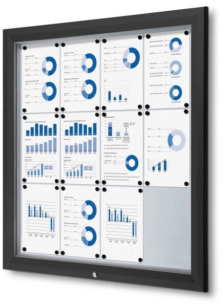 Showdown® Displays Schaukasten Premium schwarz 12x DIN A4 102,5 x 4,7 x 106,7 cm, 1 St.