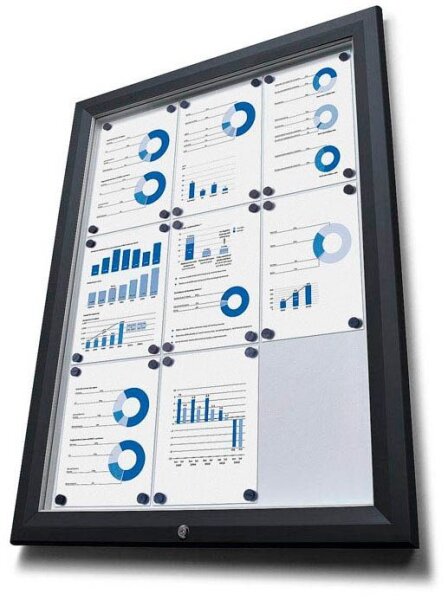 Showdown® Displays Schaukasten Premium schwarz 9x DIN A4 80,5 x 4,7 x 106,7 cm, 1 St.