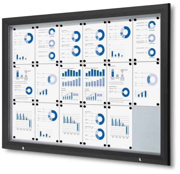 Showdown® Displays Schaukasten Premium schwarz 18x DIN A4 146,5 x 4,7 x 106,7 cm, 1 St.