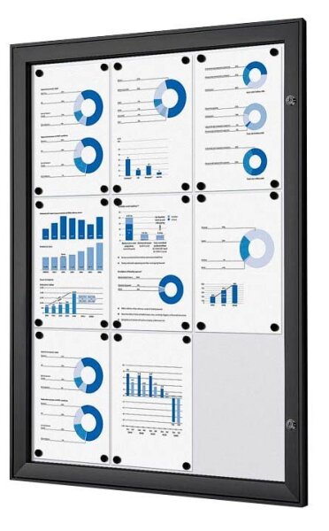 Showdown® Displays Schaukasten schwarz 9x DIN A4 74,1 x 2,3 x 100,4 cm, 1 St.