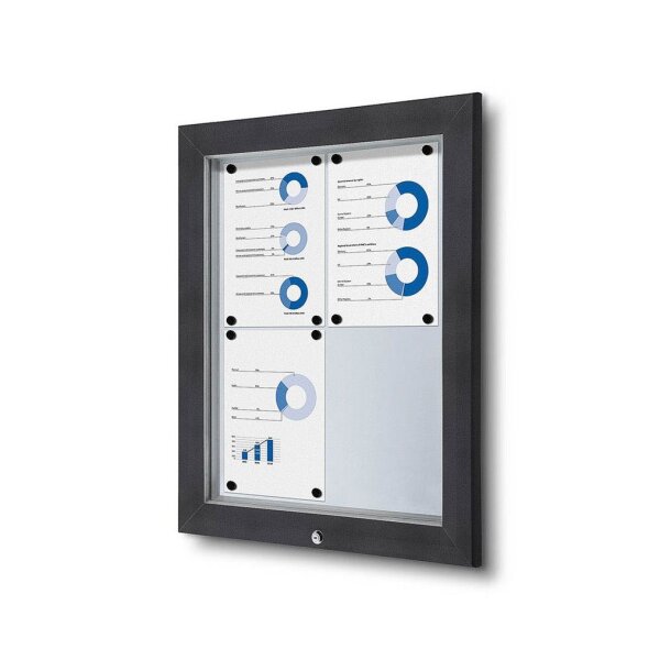 Showdown® Displays Schaukasten Premium grau 4x DIN A4 58,3 x 4,7 x 76,0 cm, 1 St.