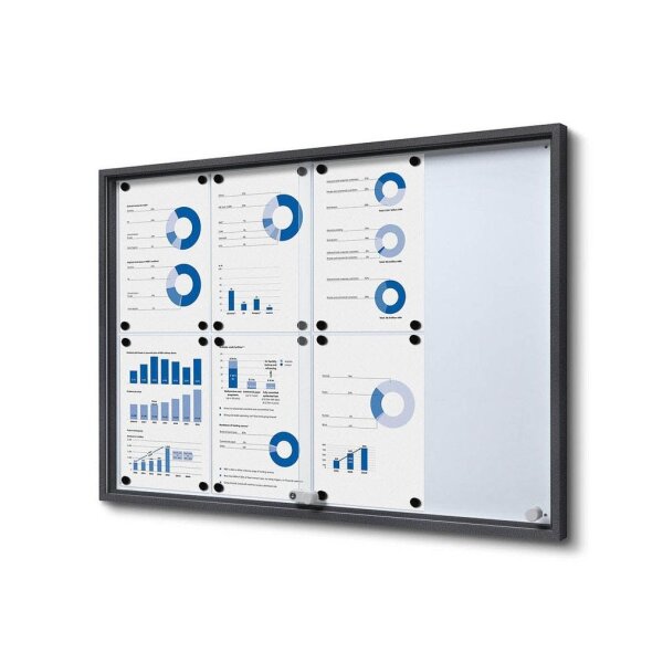 Showdown® Displays Schaukasten SLIM grau 8x DIN A4 90,6 x 5,0 x 64,1 cm, 1 St.