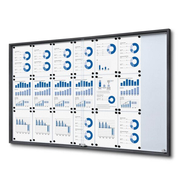 Showdown® Displays Schaukasten SLIM grau 21x DIN A4 156,6 x 5,0 x 94,8 cm, 1 St.