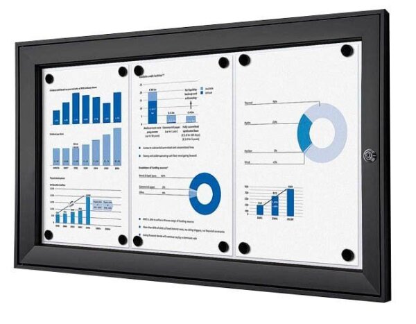Showdown® Displays Schaukasten schwarz 3x DIN A4 74,1 x 2,3 x 38,8 cm, 1 St.