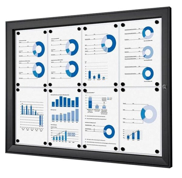 Showdown® Displays Schaukasten schwarz 8x DIN A4 96,1 x 2,3 x 69,6 cm, 1 St.