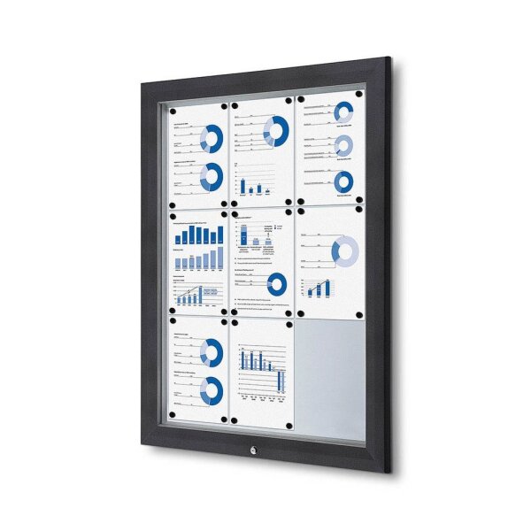 Showdown® Displays Schaukasten Premium grau 9x DIN A4 80,5 x 4,7 x 106,7 cm, 1 St.